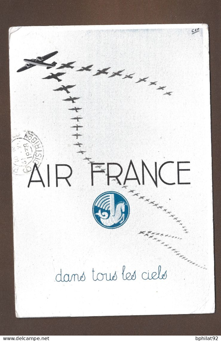 !!! CARTE DE VOEUX AIR FRANCE PAR AVION POUR PARIS, DE 1938, AVEC AFFRANCHISSEMENT RÉDUIT ET CACHET DE HANOI, TONKIN - Poste Aérienne