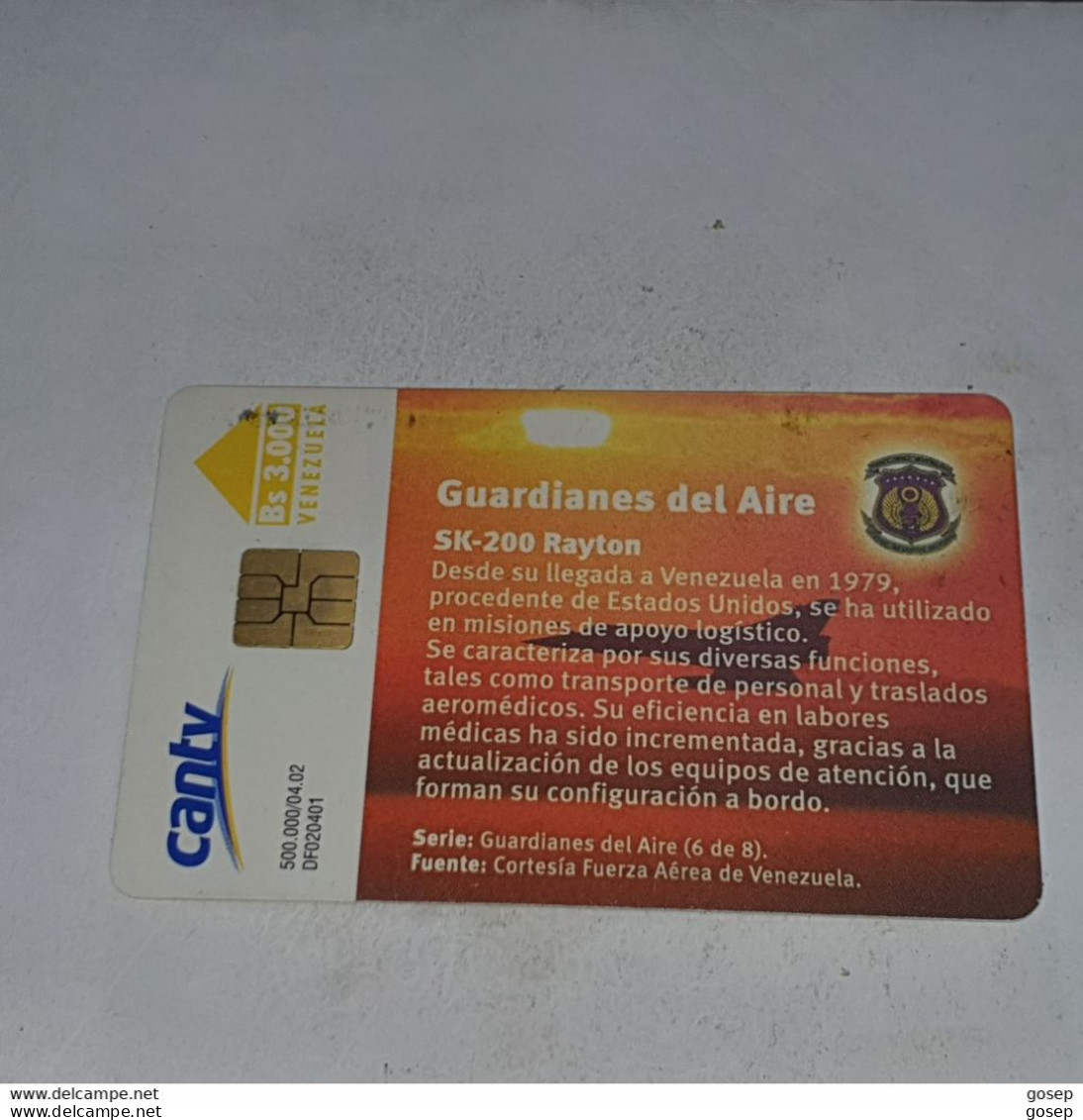 Venezuela-(VE-CAN2-793)-Sk-200 Rayton-6/8-(122)-(Bs.3.000)-(S040204215440)-used Card+1card Prepiad Free - Venezuela