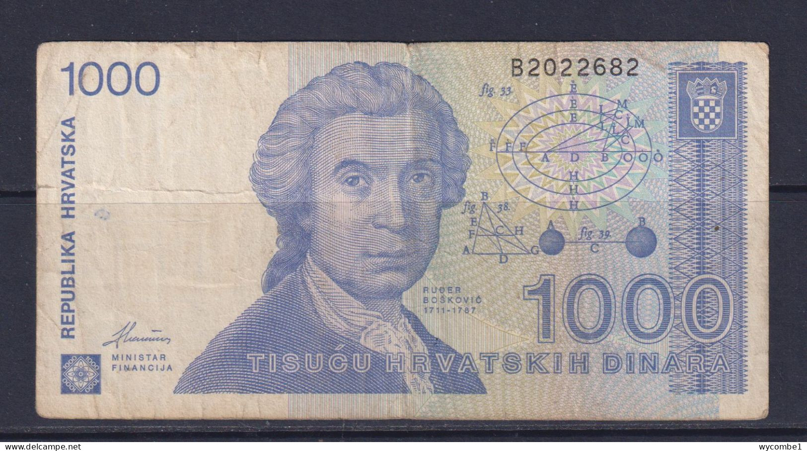 CROATIA - 1991 1000 Dinar Circulated Banknote - Croazia