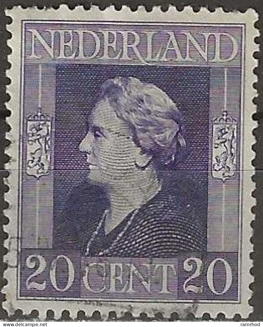 NETHERLANDS 1944 Queen Wilhelmina - 20c. - Violet FU - Gebruikt