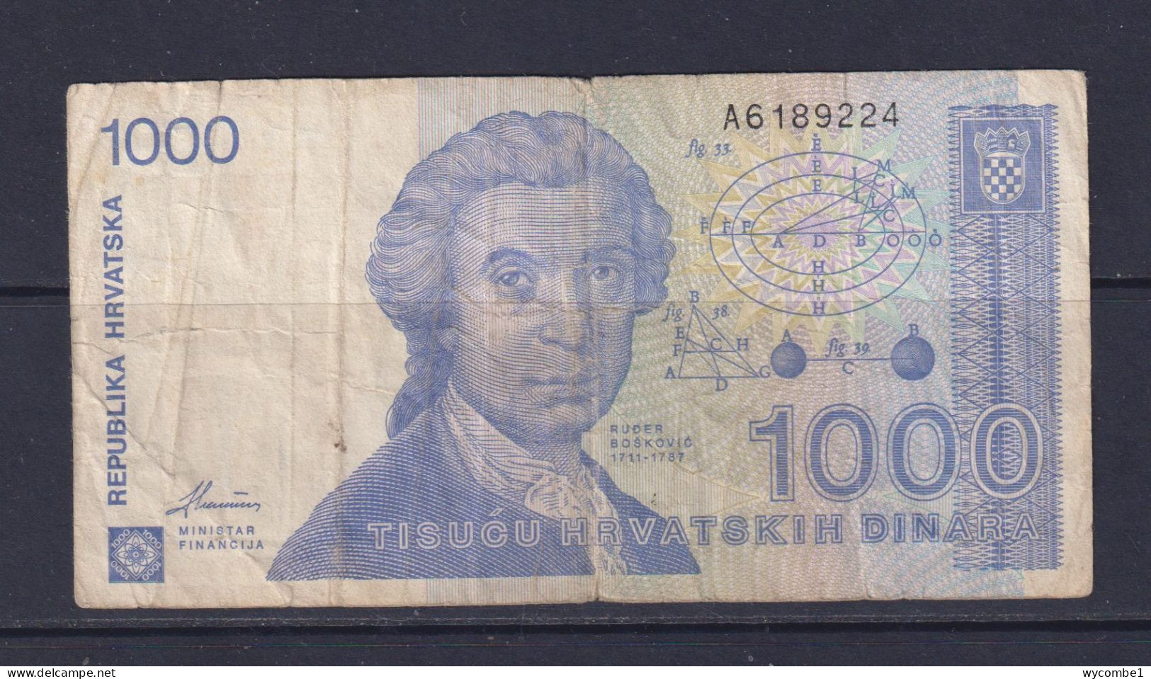 CROATIA - 1991 1000 Dinar Circulated Banknote - Croacia