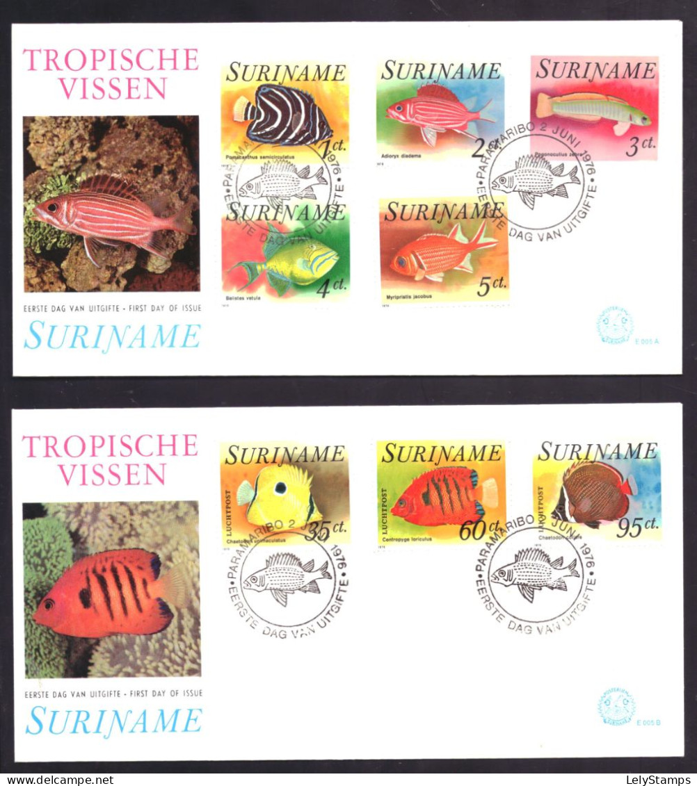 Suriname Republiek / Surinam Republic FDC E005A + B Fish Nature Animals (1976) - Suriname