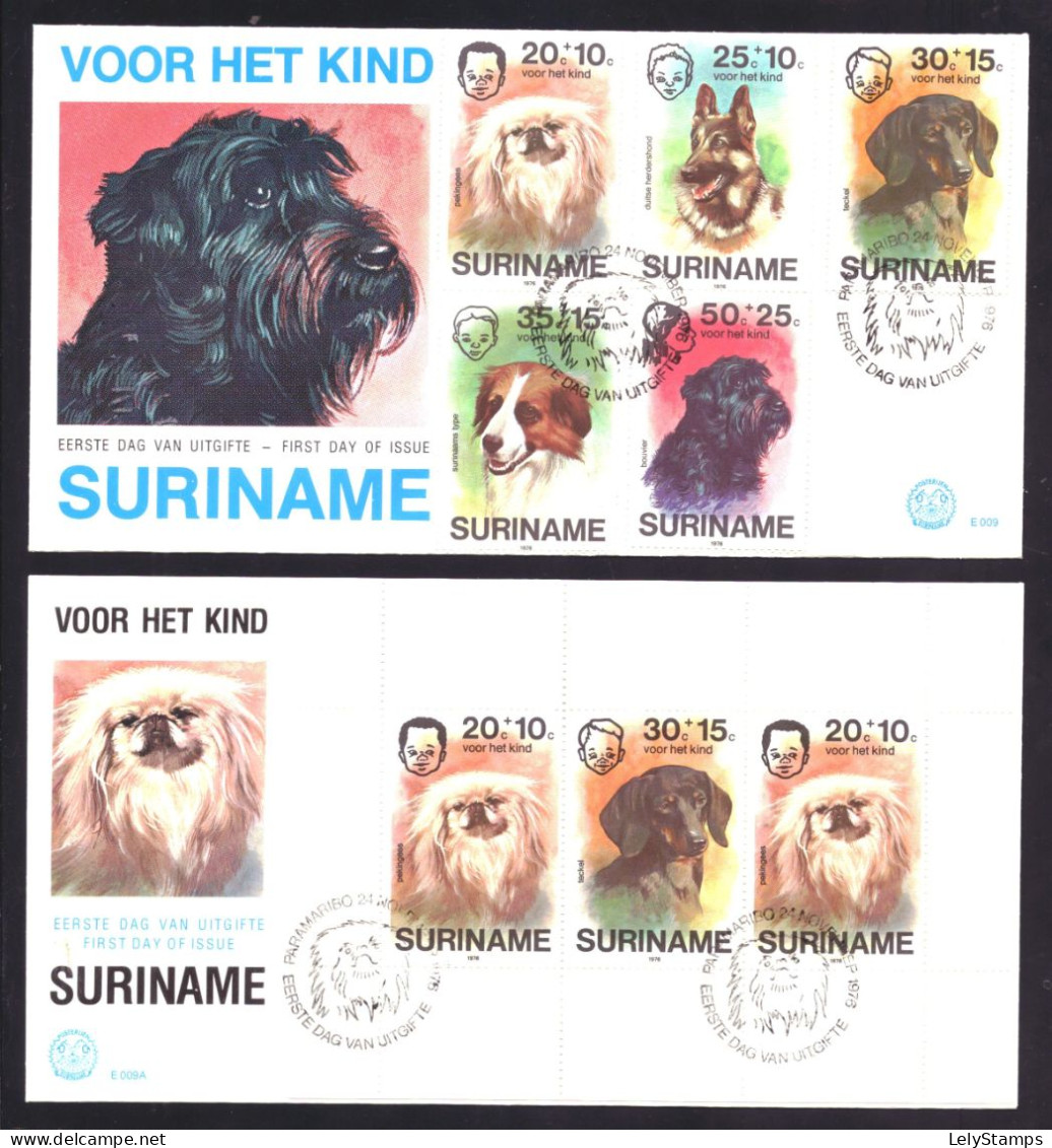 Suriname Republiek / Surinam Republic FDC E009+ E009a Dogs Animals Nature (1976) - Suriname