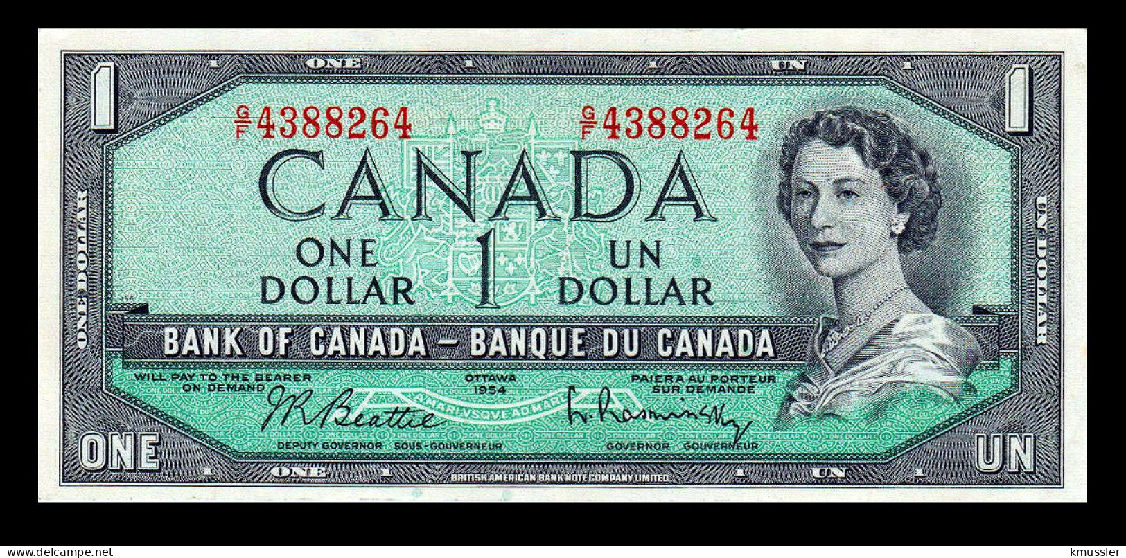 # # # Ältere Banknote Kanada (Canada) 1 Dollar (BABNCL) 1954 # # # - Kanada