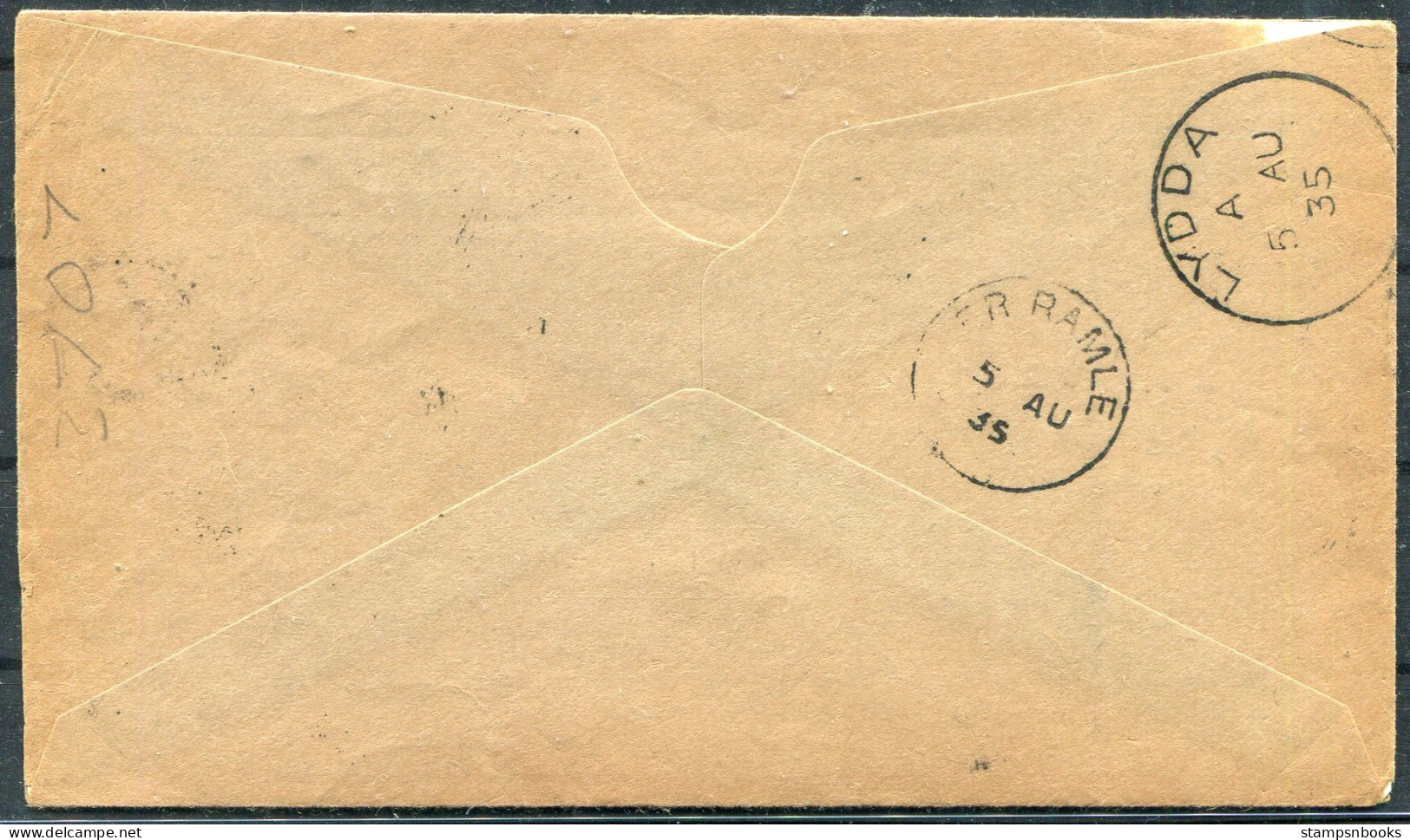 1935 Cyprus First Flight Cover Nicosia - Lydda Palestine. Misr Airworks Ltd Airmail Ramleh, ER RAMLE - Cyprus (...-1960)