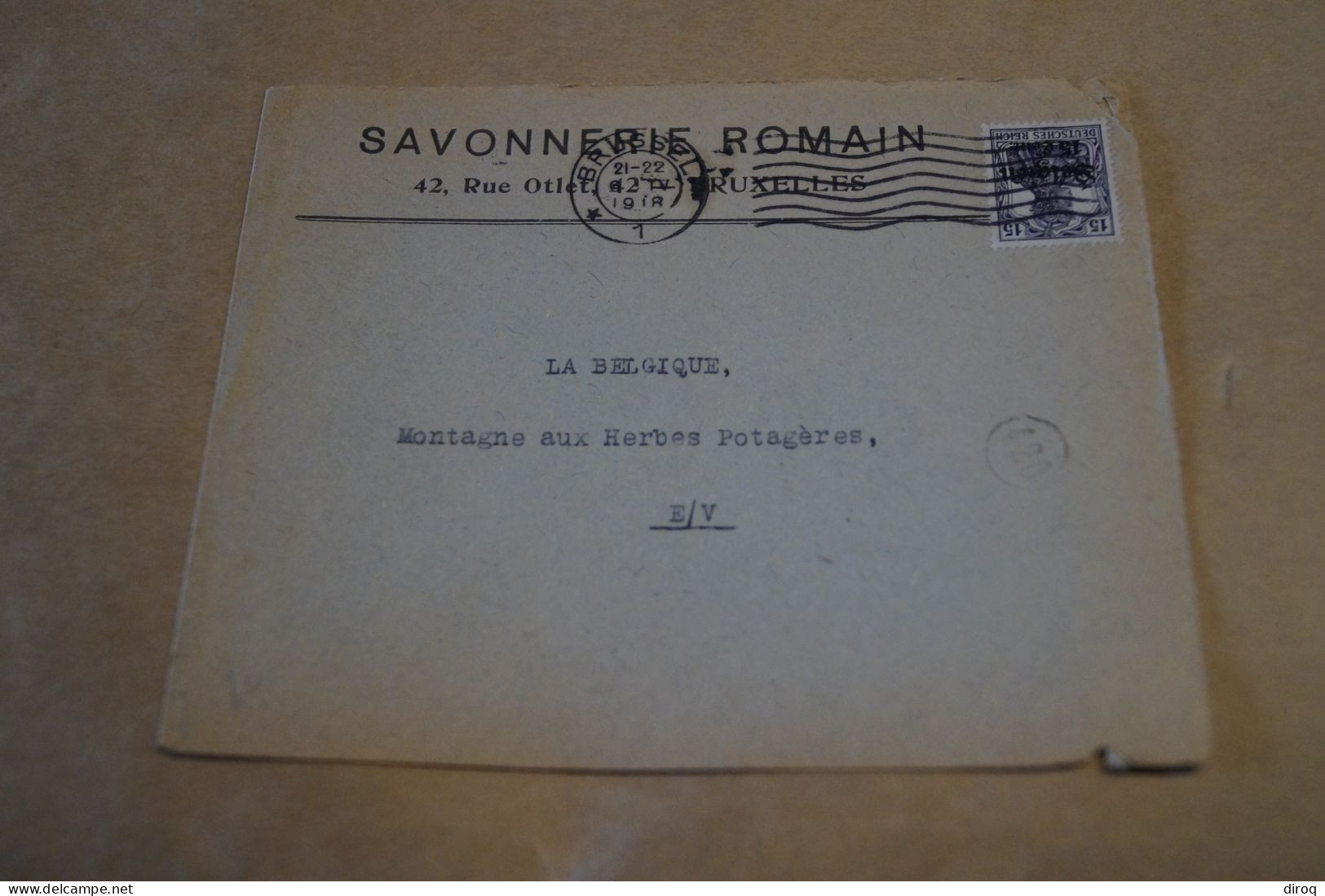 Guerre 14-18,courrier Avec Belle Oblitération Militaire,1918,timbre à L'envers ,censure ,pour Collection - OC38/54 Belgian Occupation In Germany