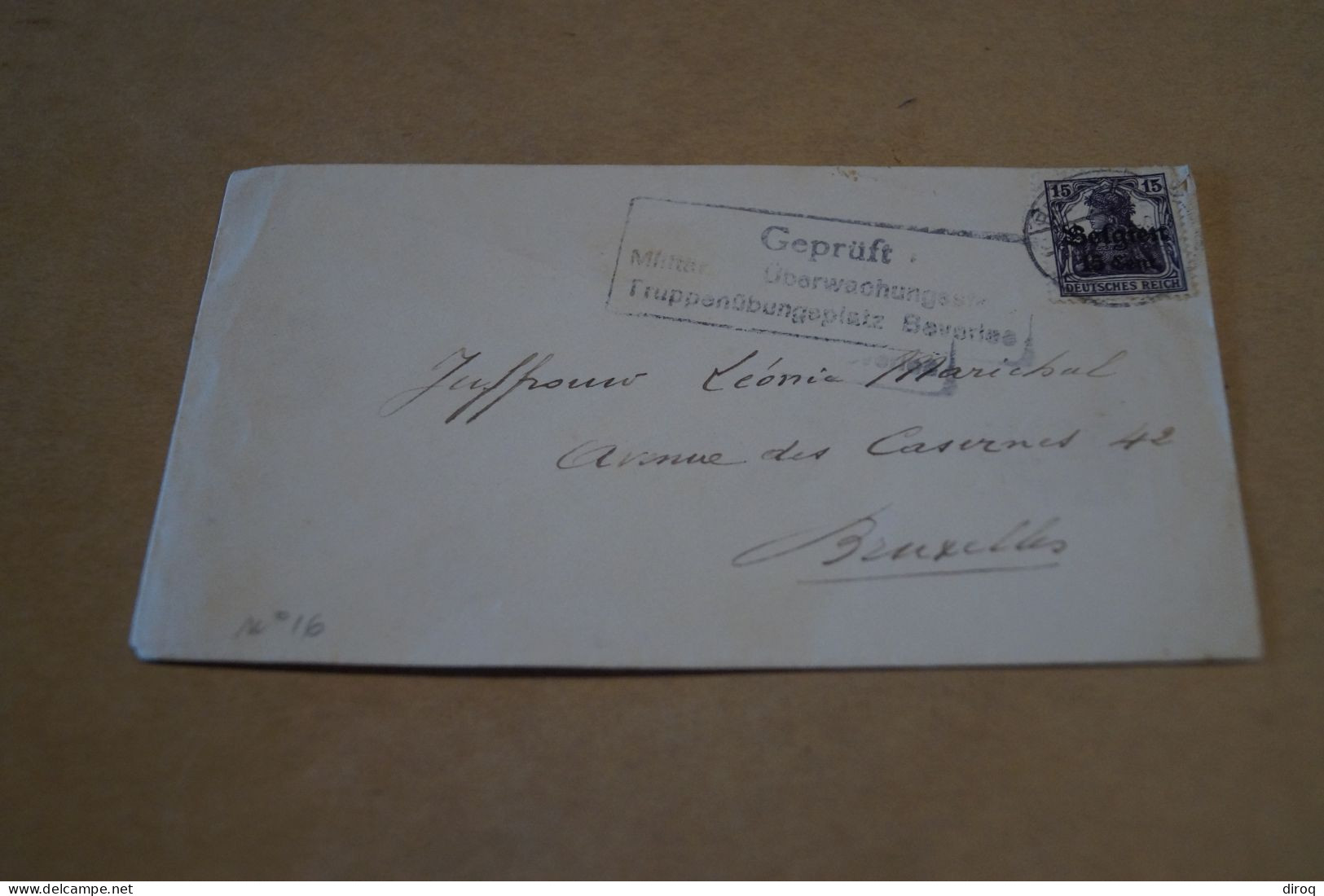 Guerre 14-18,courrier Avec Belle Oblitération Militaire ,censure ,pour Collection - OC38/54 Belgian Occupation In Germany