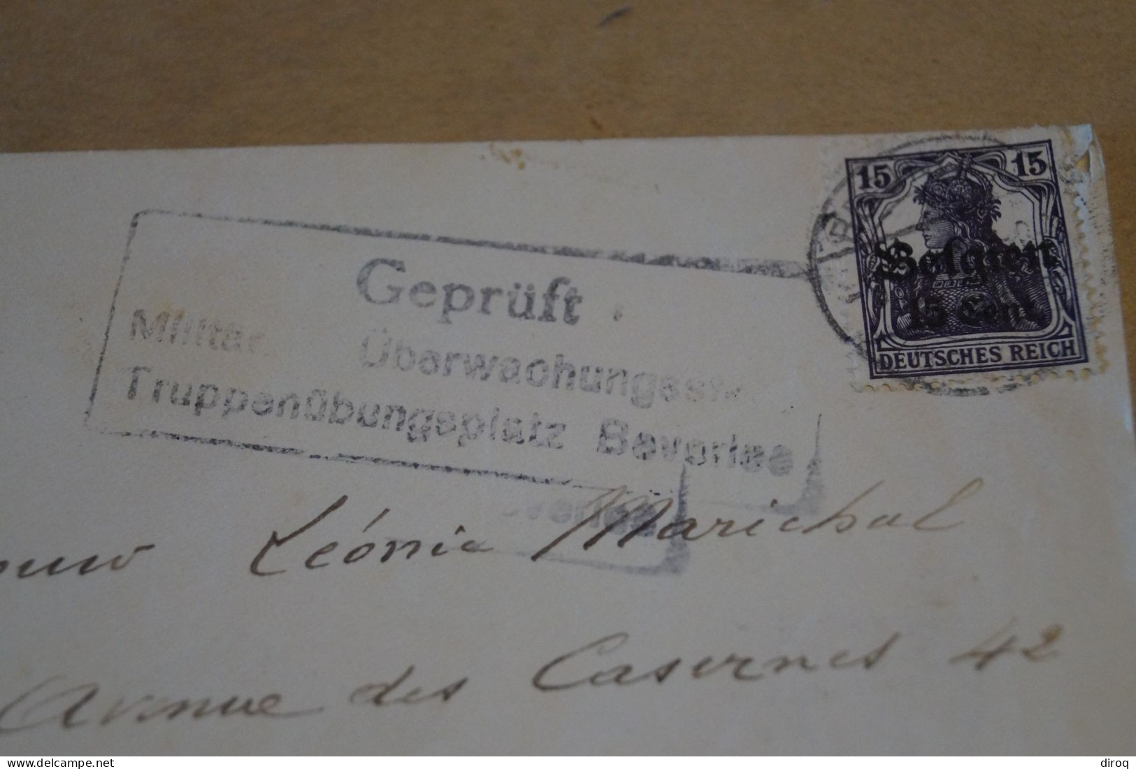 Guerre 14-18,courrier Avec Belle Oblitération Militaire ,censure ,pour Collection - OC38/54 Belgische Bezetting In Duitsland