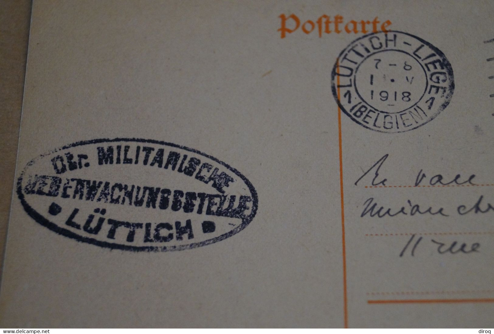 Guerre 14-18,courrier Avec Belle Oblitération Militaire , 1918 ,censure ,pour Collection - OC38/54 Occupation Belge En Allemagne