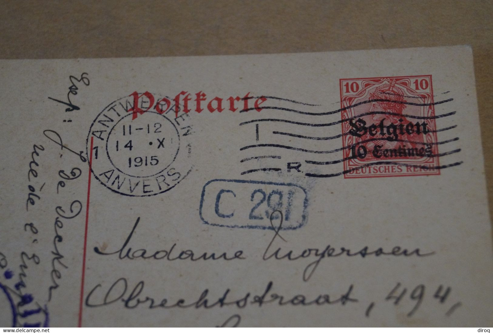 Guerre 14-18,courrier Avec Belle Oblitération Militaire , 1915 ,censure ,pour Collection - OC38/54 Belgian Occupation In Germany