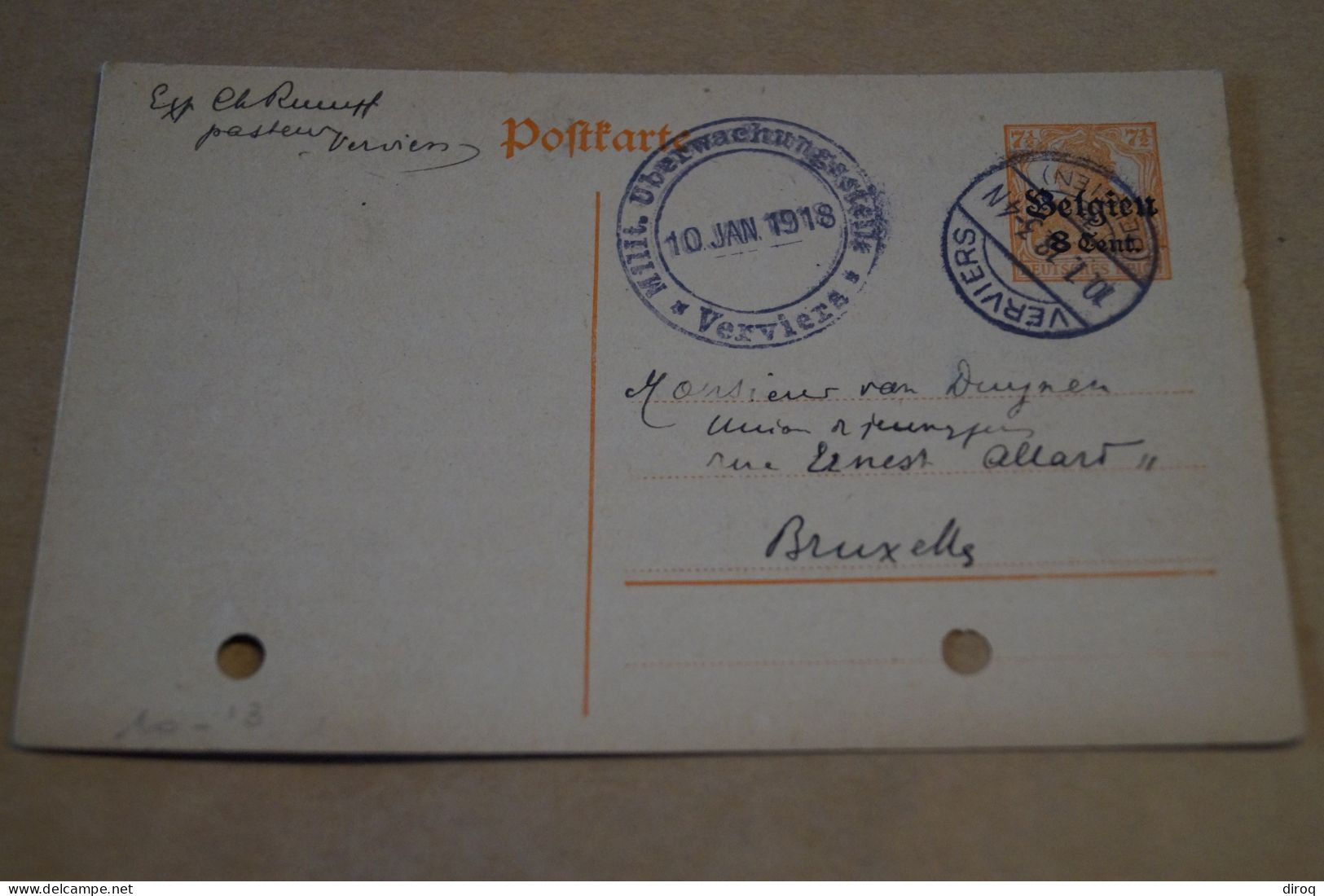 Guerre 14-18,courrier Avec Belle Oblitération Militaire , 1918 ,censure ,pour Collection - OC38/54 Belgian Occupation In Germany