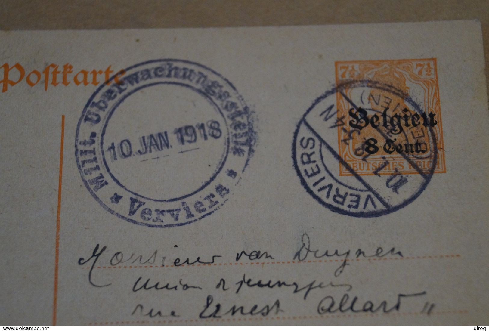 Guerre 14-18,courrier Avec Belle Oblitération Militaire , 1918 ,censure ,pour Collection - OC38/54 Ocupacion Belga En Alemania