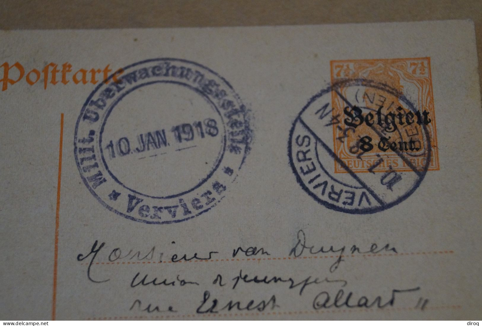 Guerre 14-18,courrier Avec Belle Oblitération Militaire , 1918 ,censure ,pour Collection - OC38/54 Occupation Belge En Allemagne