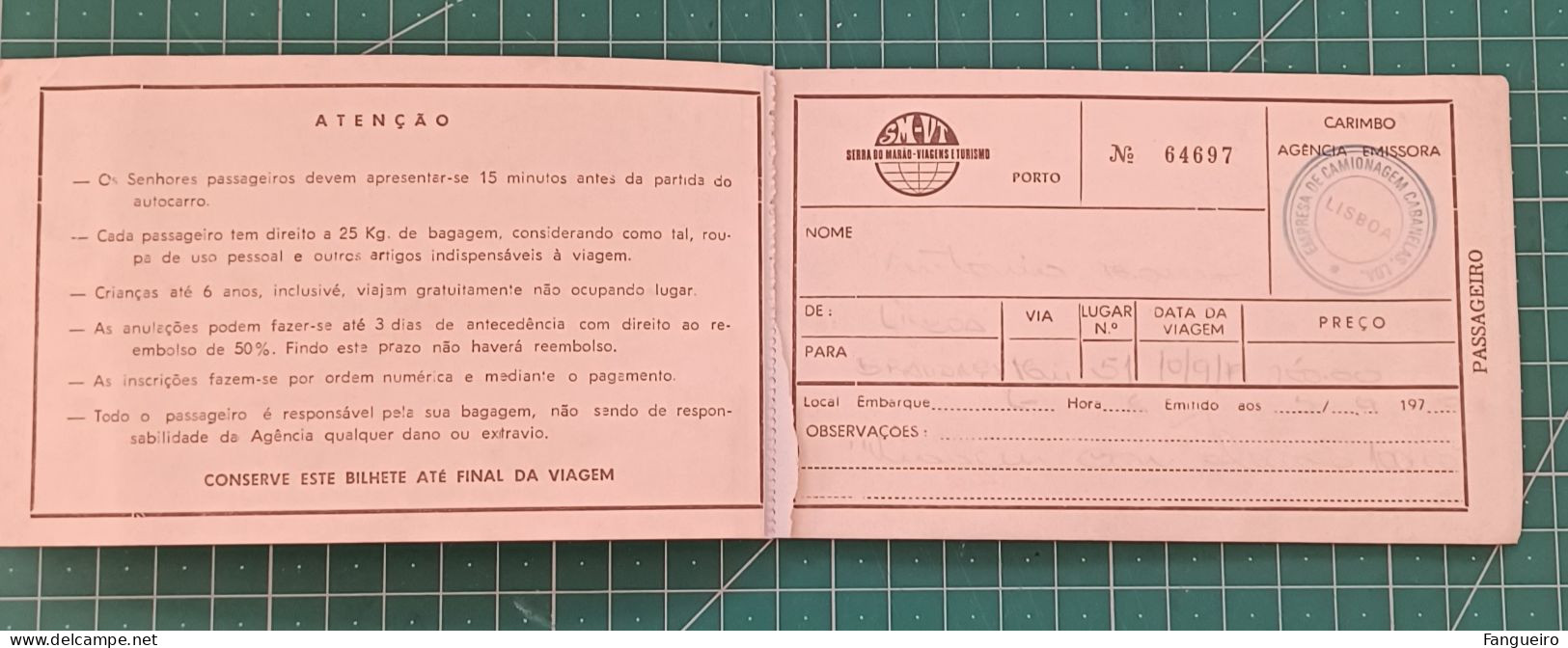 PORTUGAL BUS TICKET SM - VT - Europe