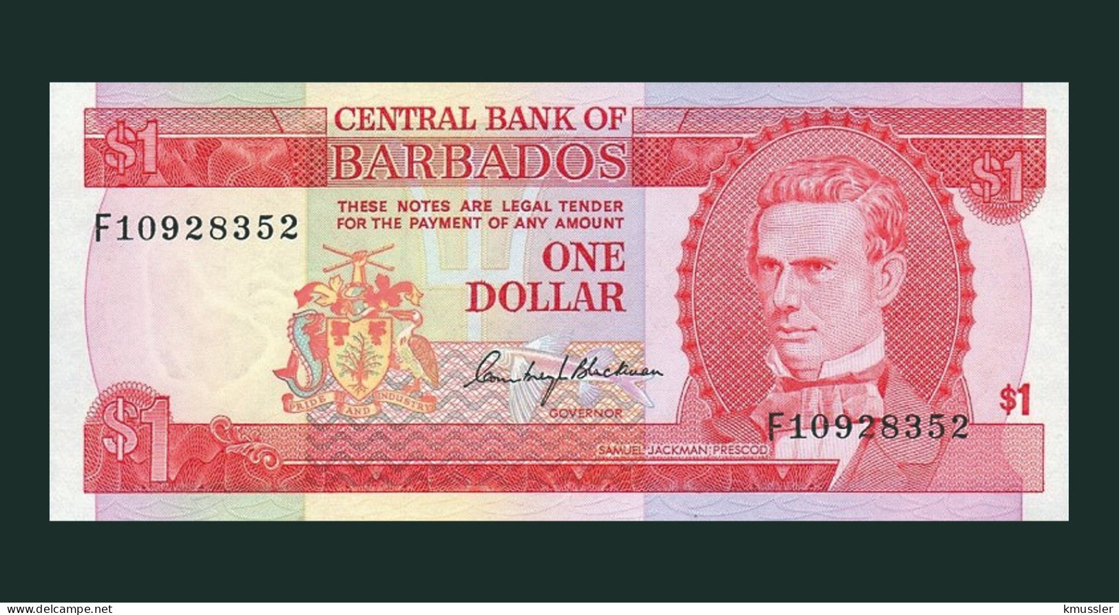 # # # Banknote Barbados 1 Dollar (P-29) UNC # # # - Andorra
