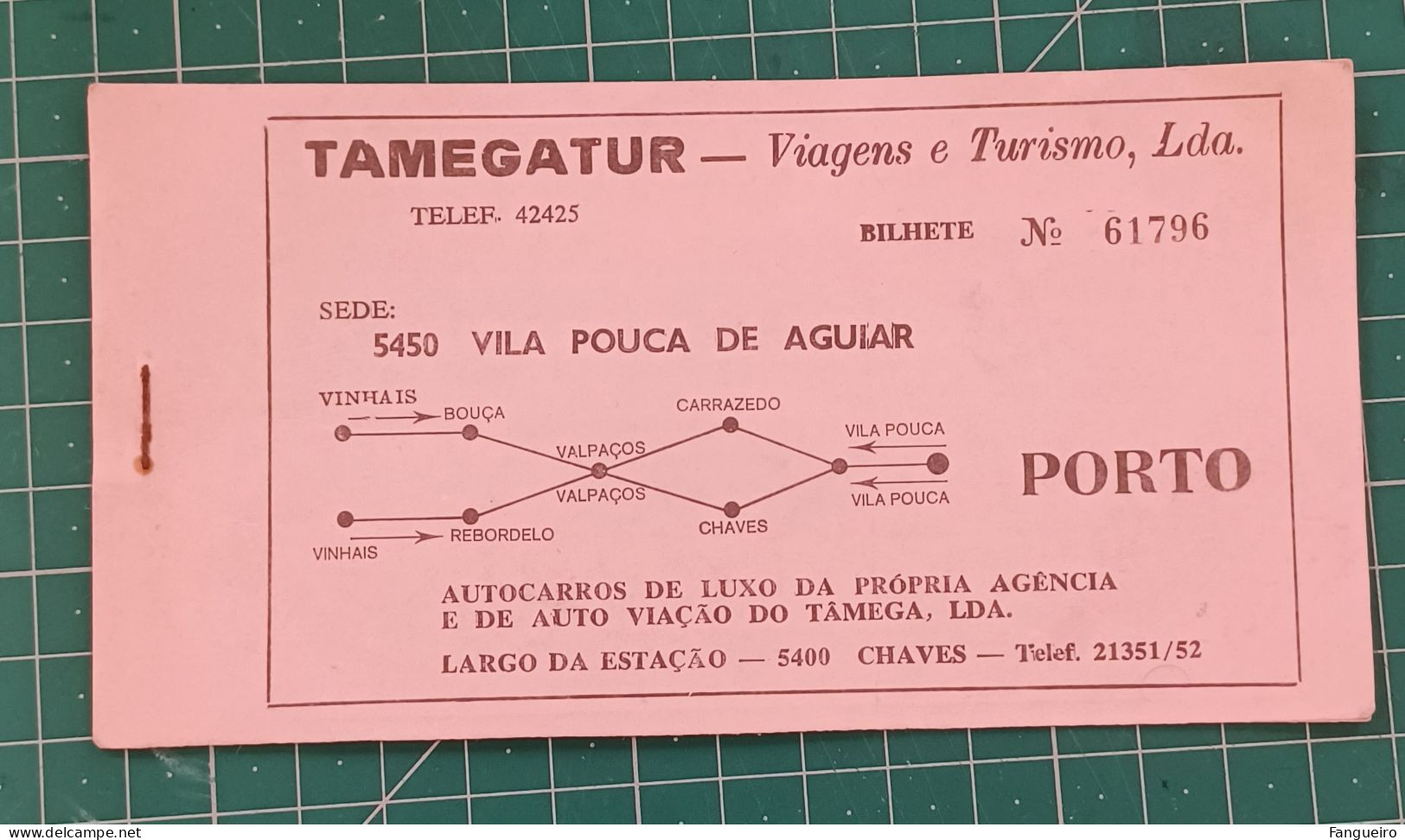 PORTUGAL BUS TICKET TAMEGATUR - Europe