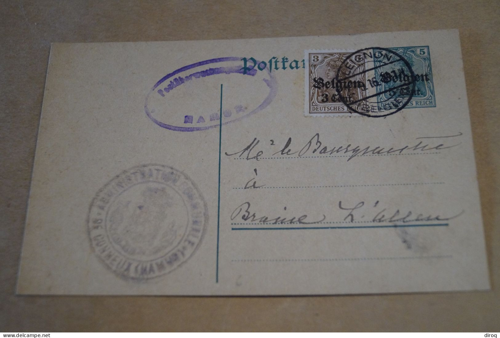 Guerre 14-18,courrier Avec Belle Oblitération Militaire , 1916 ,Leignon - OC38/54 Belgische Bezetting In Duitsland