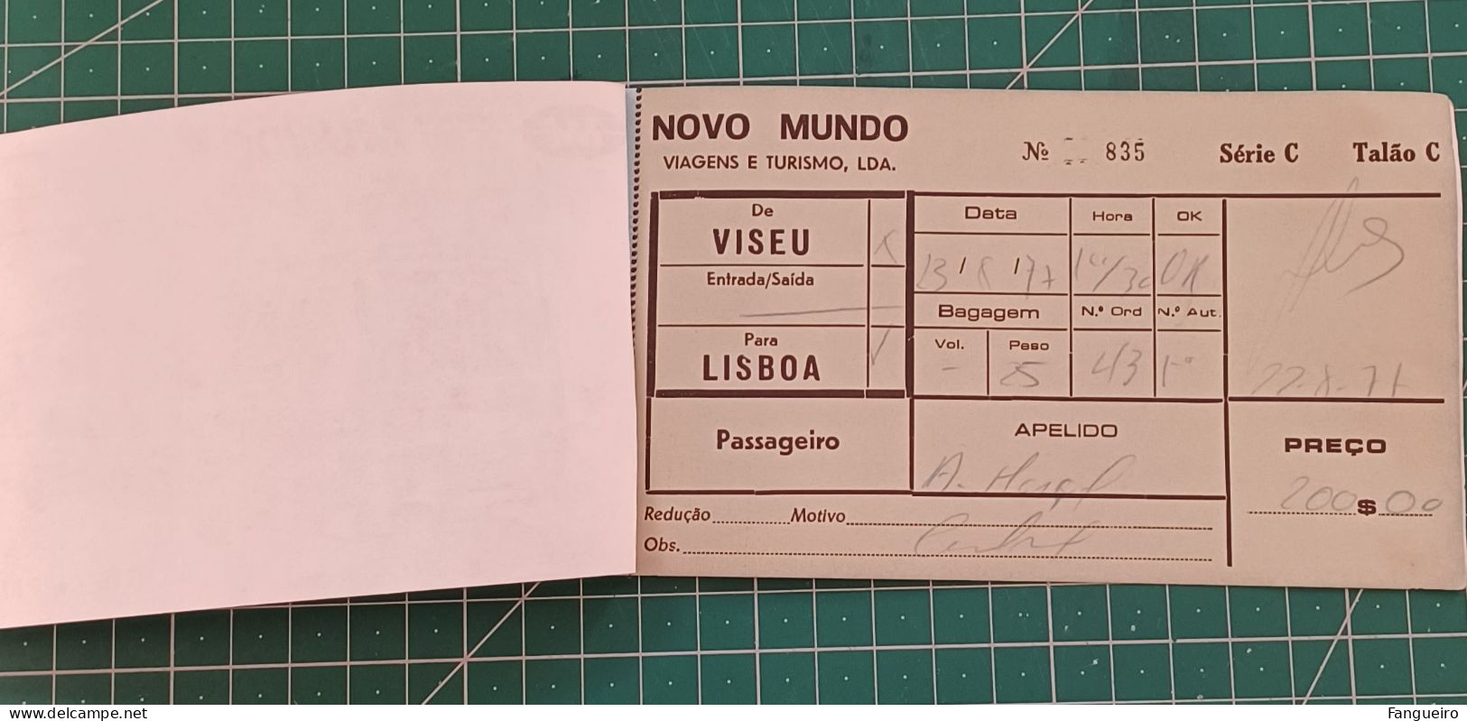 PORTUGAL BUS TICKET NOVO MUNDO - Europe