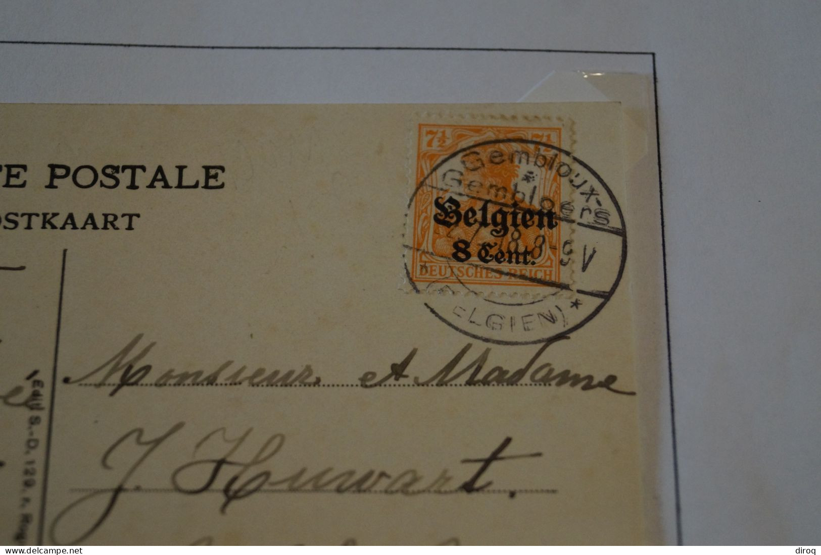 Courrier,envoi,guerre 14-18,sur Carte Postale De Gembloux,oblitération Militaire,occupation Allemande 1918 - OC38/54 Ocupacion Belga En Alemania