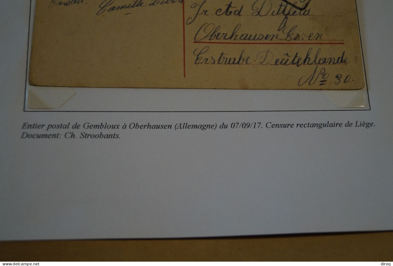 Courrier,envoi,guerre 14-18,oblitération De Gembloux,oblitération Militaire,occupation Allemande 1917 - OC38/54 Belgian Occupation In Germany