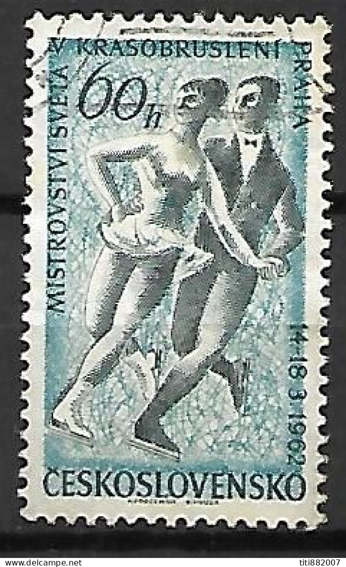 TCHECOSLOVAQUIE       -    Couple De PATINEURS  Sur  Glace     -    Oblitéré - Figure Skating
