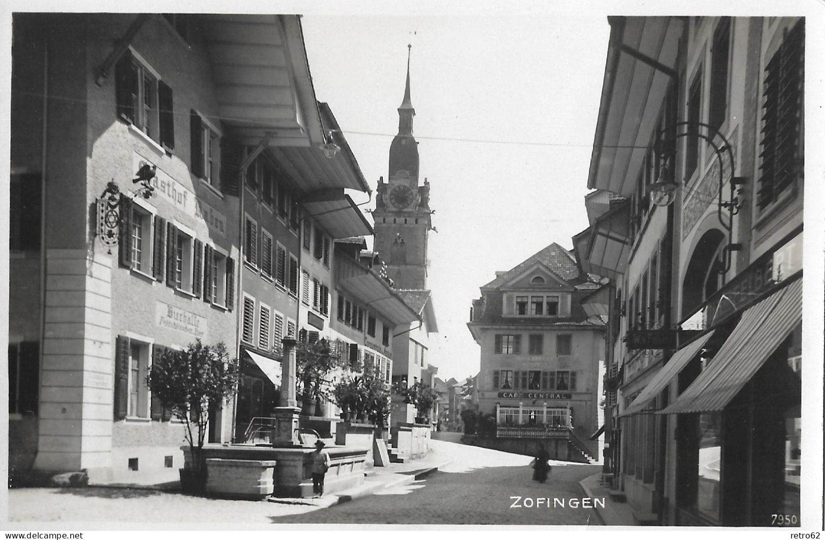 ZOFINGEN ► Straßenpartie Mit Gasthof Raben Und Cafe Central In Der Unterstadt Anno 1926 - Zofingen