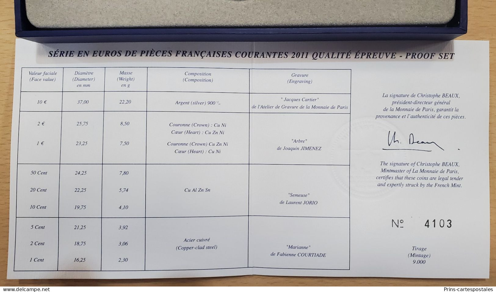 Coffret Monnaie De Paris Serie Belle Epreuve 2011 Euros Jacques Cartier Argent - Tirage 4103 / 9000 - Errors And Oddities