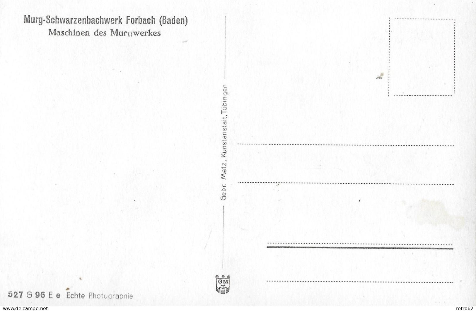 MURG ► Schwarzenbachwerk Vorbach (Baden) Mit Turbinenraum Des Murgwerkes, Ca.1940 - Rastatt