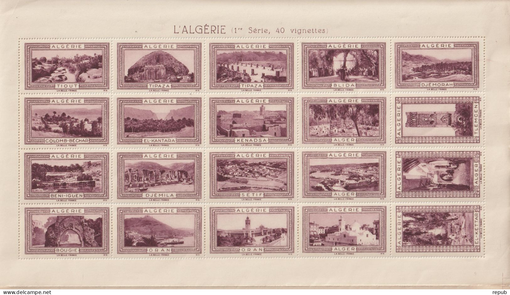 France Feuille Pli Central De 40 Vignettes Belle France Algérie ** MNH - Tourisme (Vignettes)