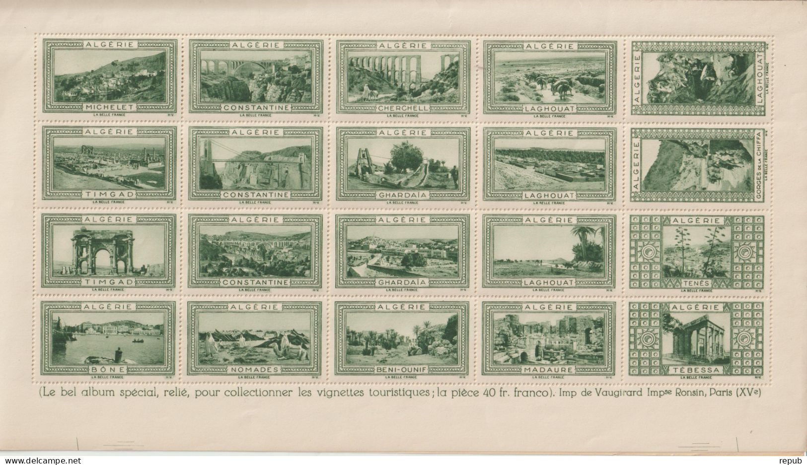 France Feuille Pli Central De 40 Vignettes Belle France Algérie ** MNH - Tourism (Labels)