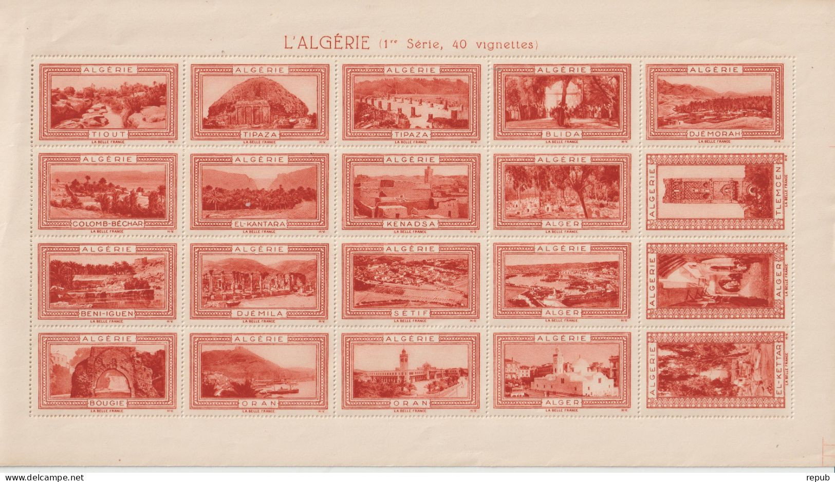 France Feuille Pli Central De 40 Vignettes Belle France Algérie ** MNH Avec Défauts - Tourism (Labels)