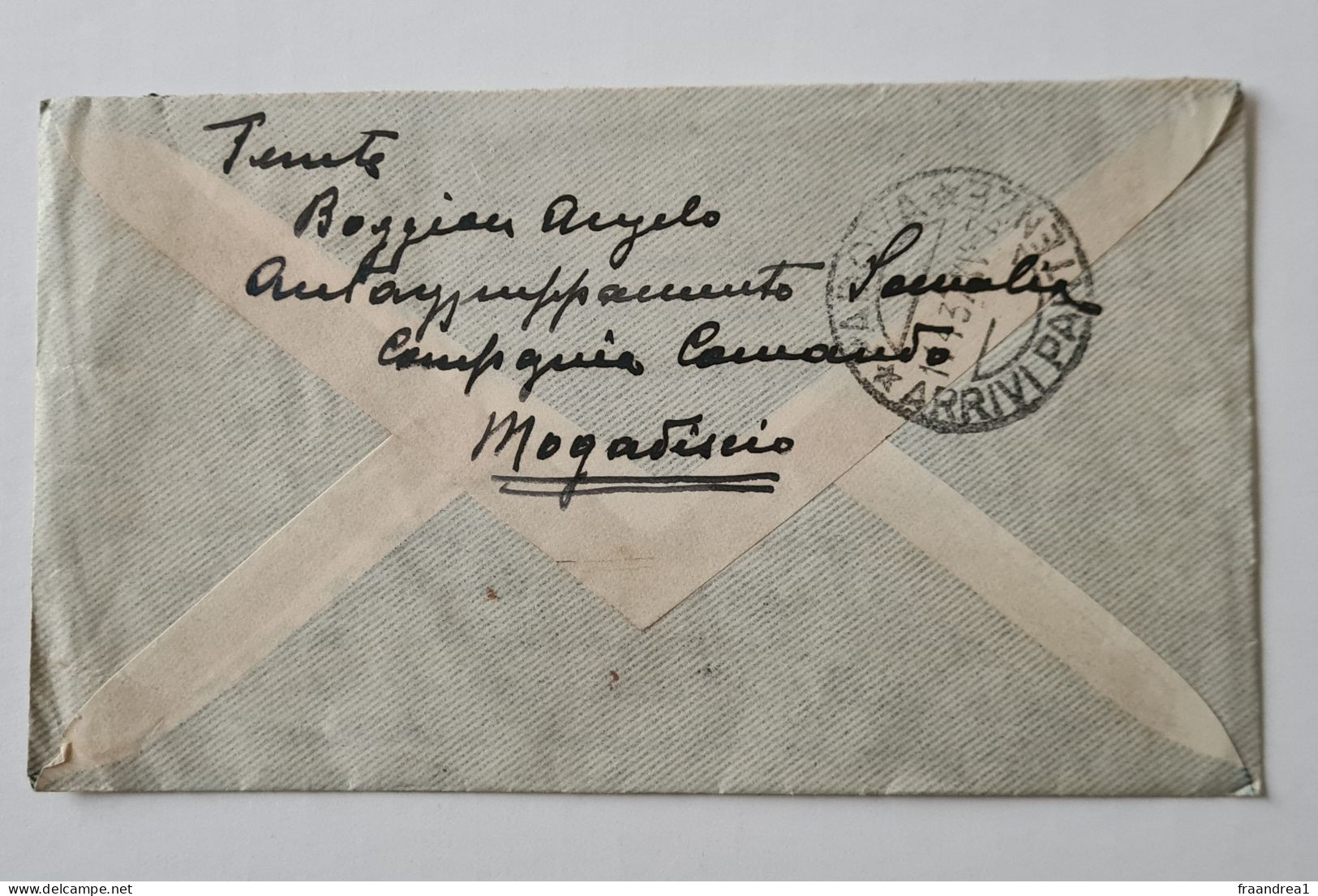 STORIA POSTALE    SOMALIA MOGADISCIO  CONCENT. MIL  1,50 LIRE AEREA X PADOVA   Rara - Poststempel (Flugzeuge)