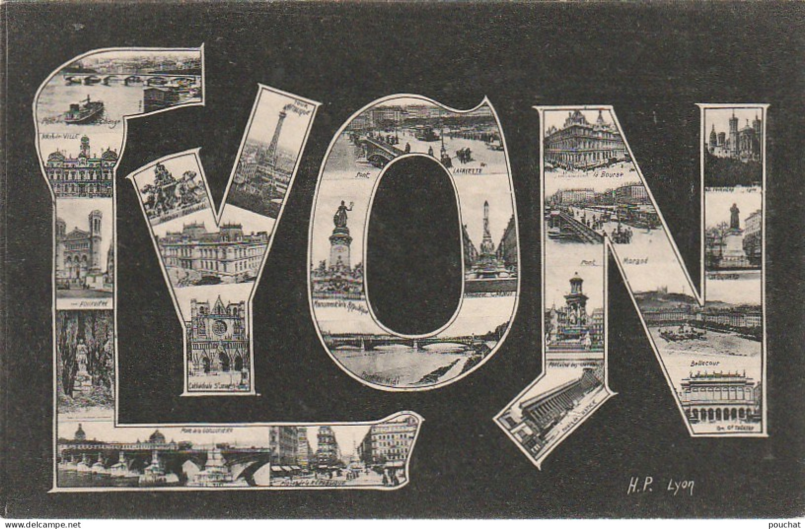 XXX -(69) LYON -  LETTRES MULTIVUES - CARTE FANTAISIE - 2 SCANS - Greetings From...