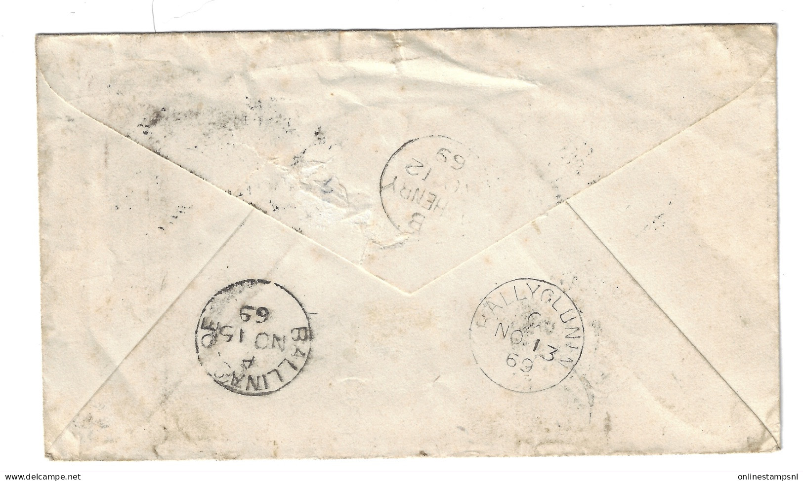 GB Cover  Dublin Too Late Cancel, PR Plate 101 To B/Alhenry ->  Ballyglunin' (not For)-> Ballinasloe  Not Known - Lettres & Documents