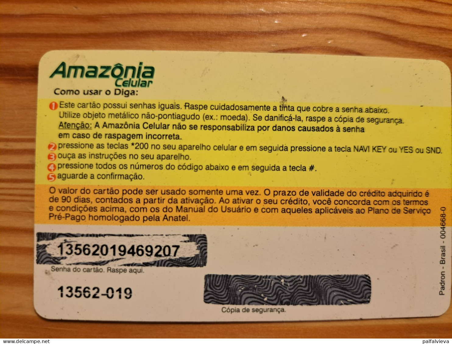 Prepaid Phonecard Brazil, Amazonia Celular - Brasile