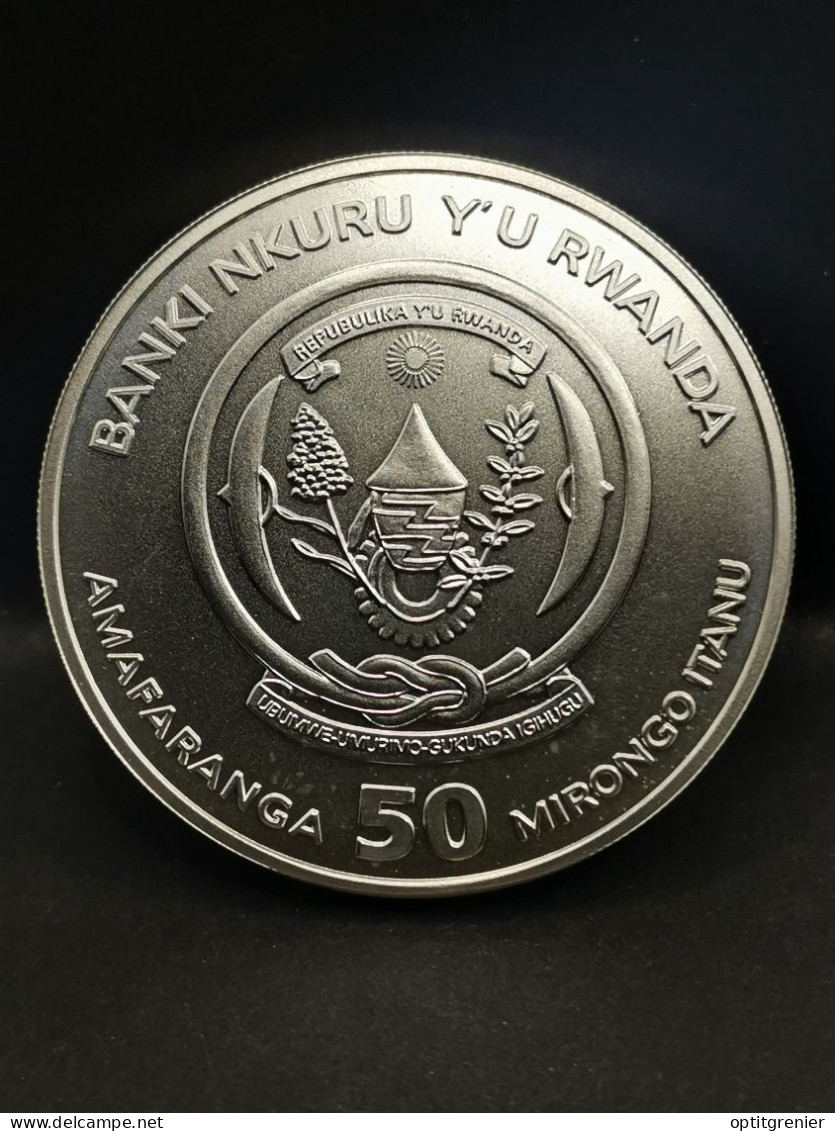 50 FRANCS ARGENT 2011 ZEBRE RWANDA 5000 EX. 1 OZ SILVER 999  / PATINE / SANS CAPSULE - Rwanda