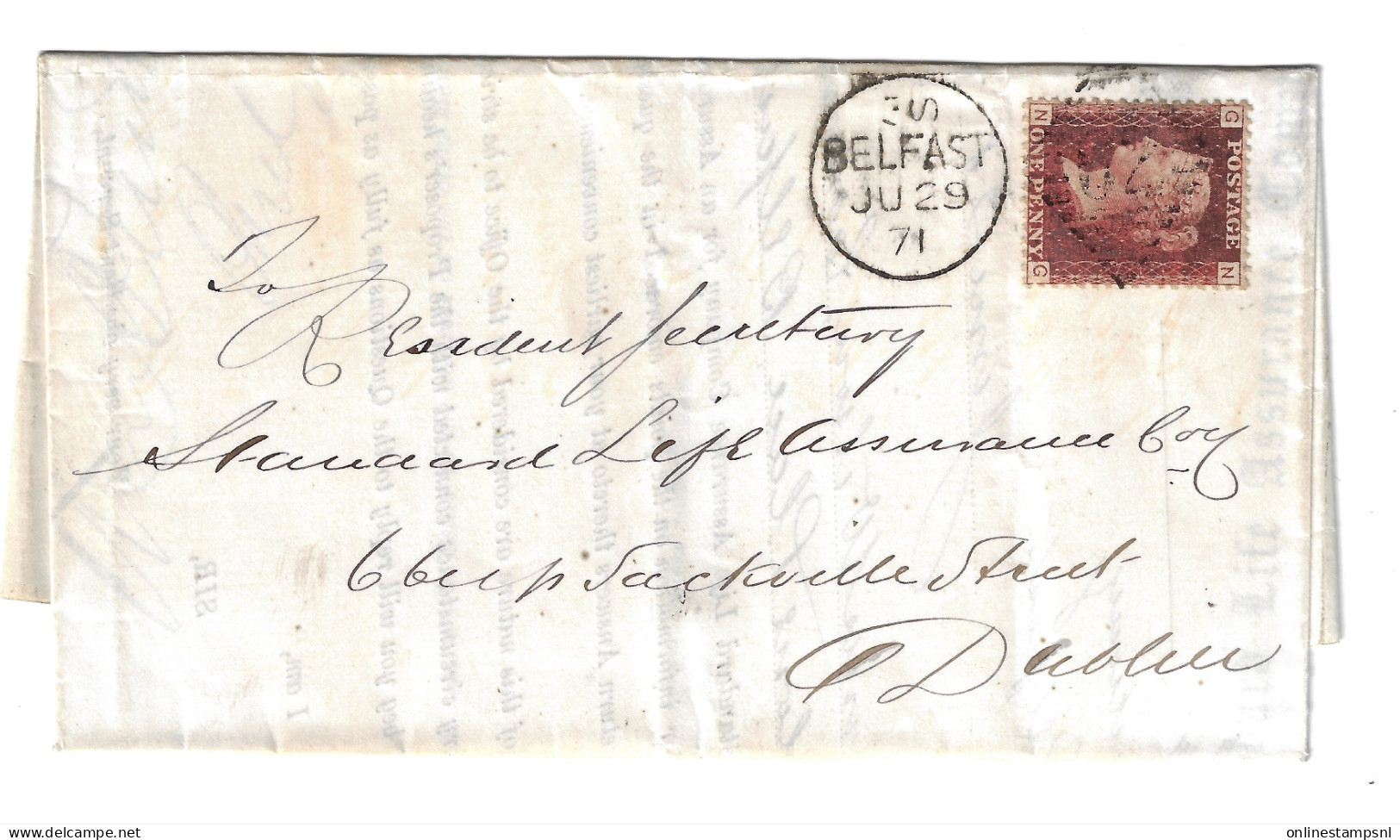 GB Complete Letter Belfast -> Dublin  Pl 147 NG Cancel W/ Lying S  3S BELFAST JU 29 71  Wax Sealed  Used In Ireland - Brieven En Documenten