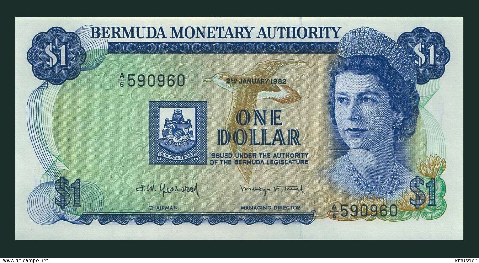 # # # Banknote Bermuda, P-28, 1 Dollar 1982 UNC # # # - Belize