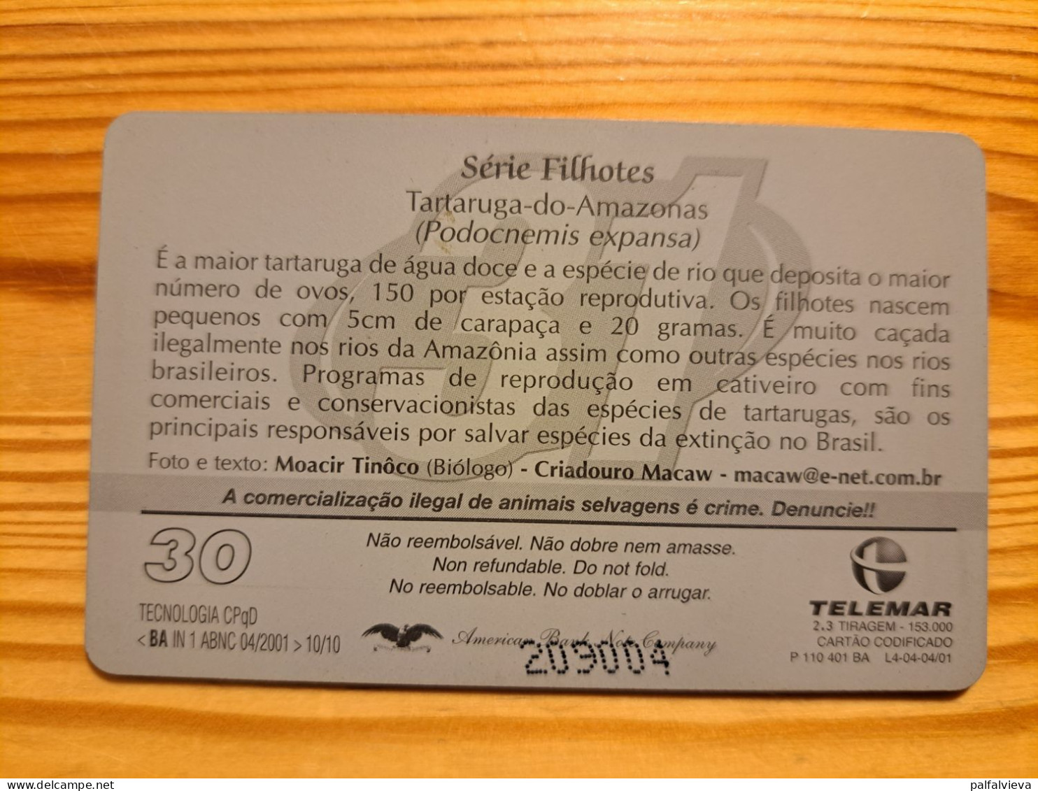 Phonecard Brazil, Telemar - Turtle - Brasile