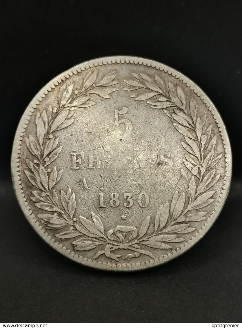 5 FRANCS ARGENT 1830 A LOUIS PHILIPPE I TYPE TIOLER TRANCHE EN CREUX / SILVER - 5 Francs