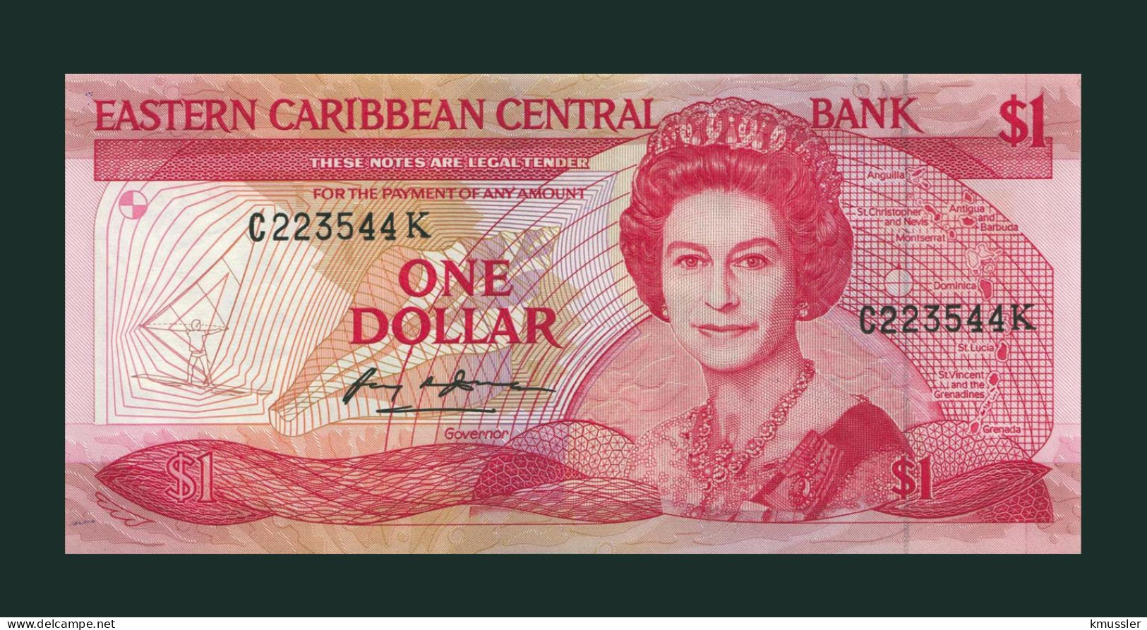 # # # Banknote Ostkaribik (Eastern Caribbean) 1 Dollar (P-13) UNC # # # - East Carribeans