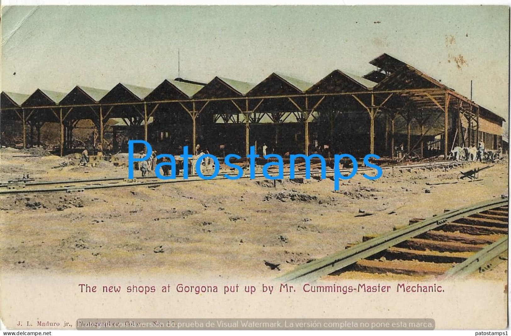 223131 COLOMBIA THE NEW SHOPS AT GORGONA PUT UP BY MR CUMMINGS MASTER MECHANIC RAILROAD POSTAL POSTCARD - Colombie