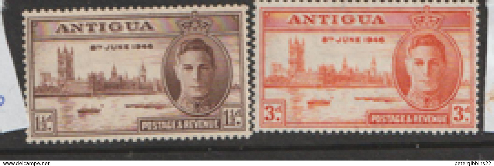 Antigua   1946  SG  110-1  Victory   Mounted Mint - 1858-1960 Colonia Británica