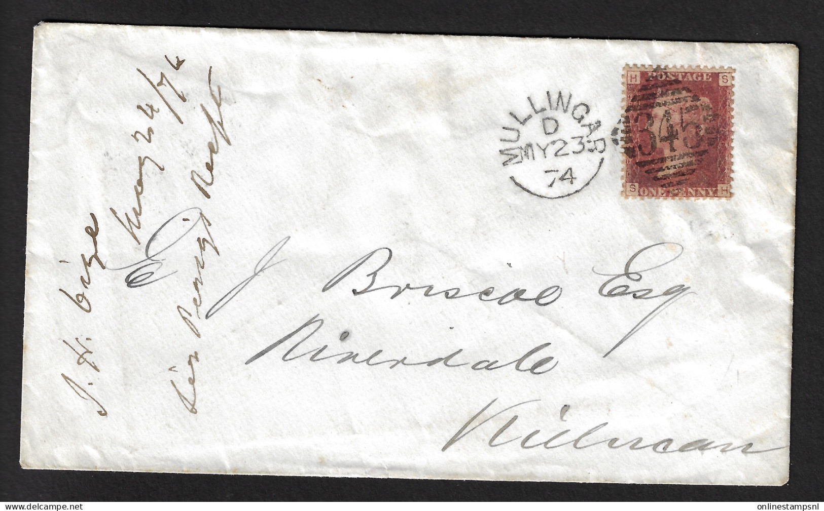 GB Cover Mullingar/D/MA 23/74 To Killucan  /A/MY 24/74    Used In Ireland - Cartas