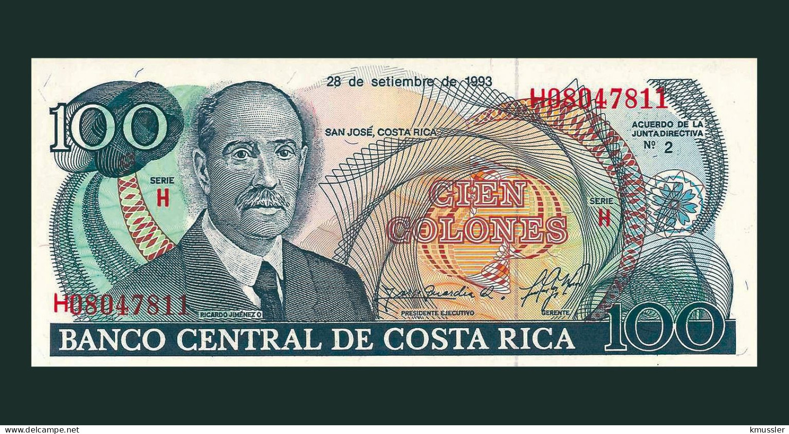 # # # Banknote Aus Costa Rica 100 Colones 1993 (P-261) UNC # # # - Costa Rica