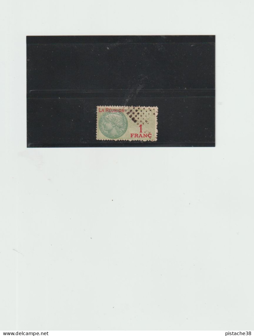 LA REUNION Timbre Vert Avec Surcharge Rouge 1 Franc  - RARE - Portomarken