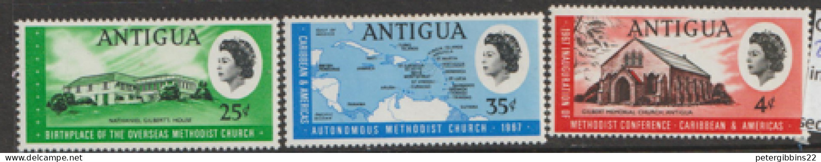 Antigua   1967 SG  203-5 Methodist  Church  Unmounted Mint - 1858-1960 Crown Colony