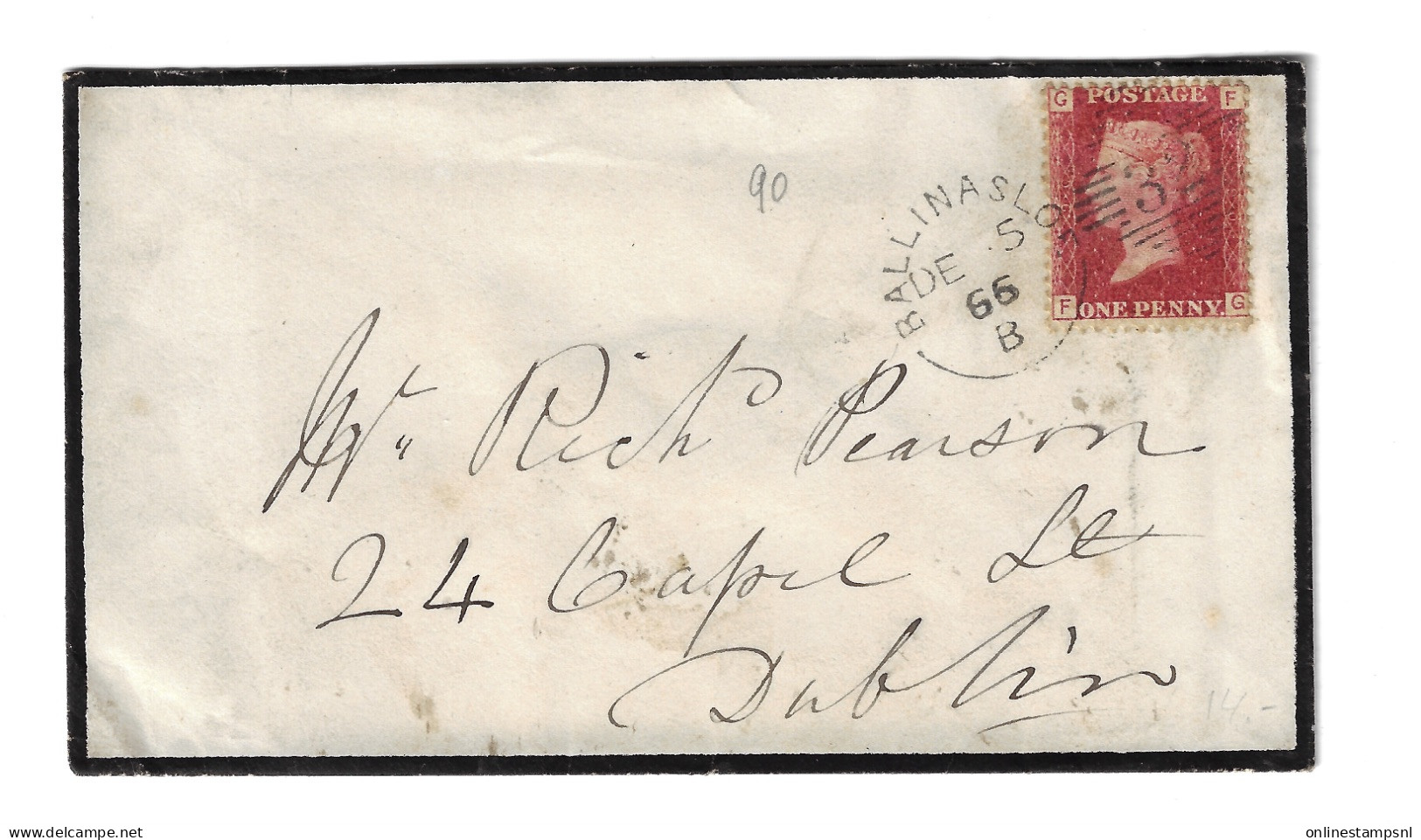 GB Cover Ballinase To Dublin  DE 5 66 B   Used In Ireland - Covers & Documents
