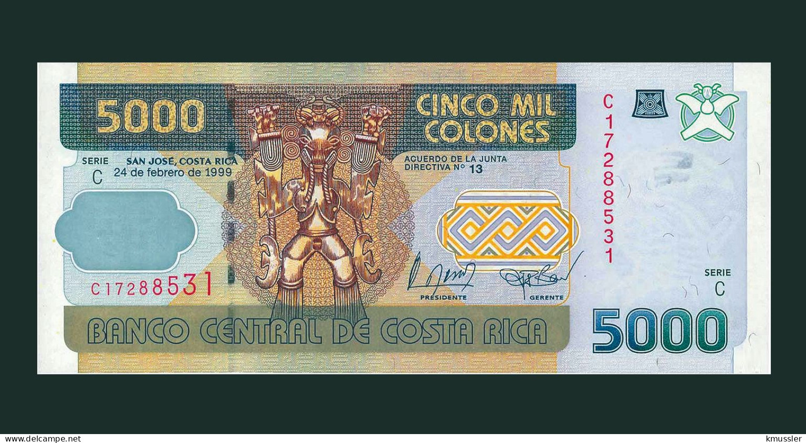# # # Banknote Aus Costa Rica 5.000 Colones 1999 (P-268A) UNC # # # - Costa Rica