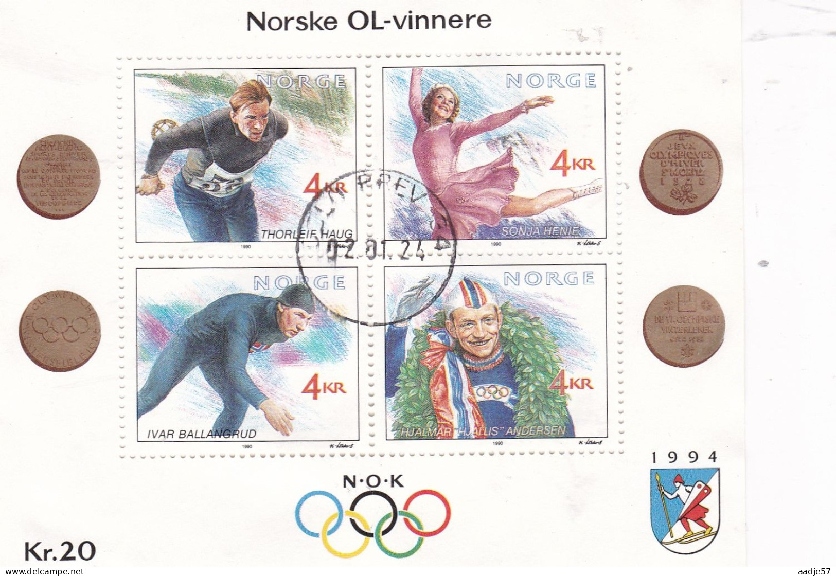 Norwegen 1119/22 Block 19 Olympische Winterspiele 1994, Lillehammer Used - Gebraucht
